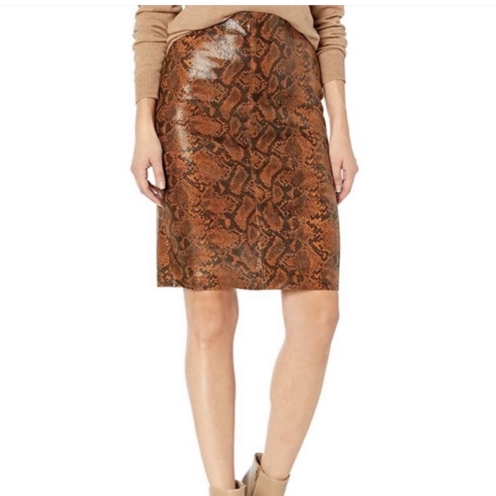BlankNYC Brown Faux Leather Snakeskin Print Pencil Skirt Size 25 or 2